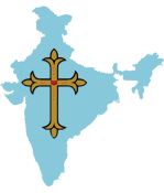 Cross imposed on India map by Wikipedia.