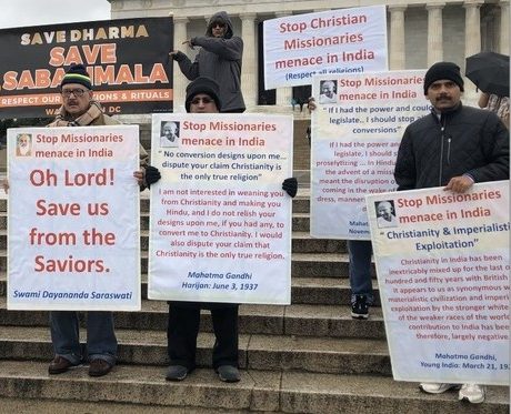 Protesting against Christian missionaries at Sabarimala