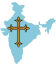 India map with cross