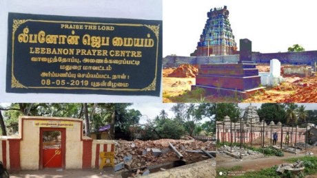Christian prayer hall on temple land.