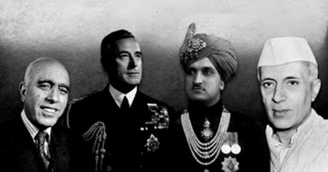 Sheikh Abdullah, Louis Mountbatten, Hari Singh, Jawaharlal Nehru