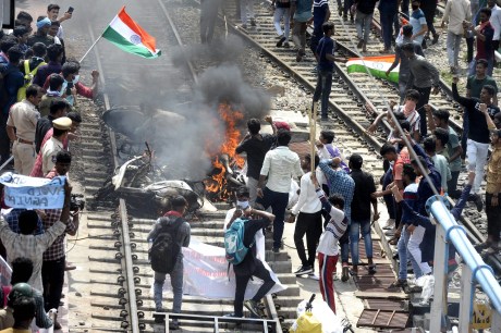 Anti-Agnipath rioters at Secunderabad Railway Station.