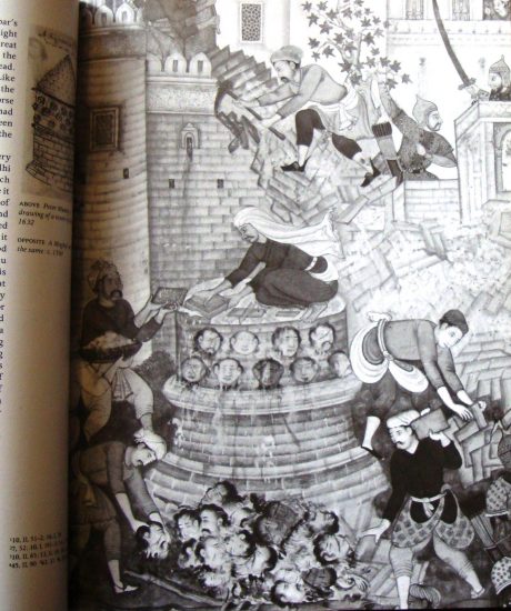 Akbar builds a tower of skulls after defeating Hemu at Panipat (1556).
