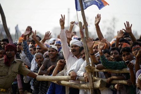 Election rally in Mirzapur. BJP election rally in Mirzapur.