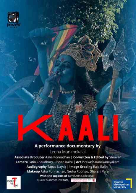Leena Manimekalai's film poster depicting Kaali as a smoking LGBT sympathiser.