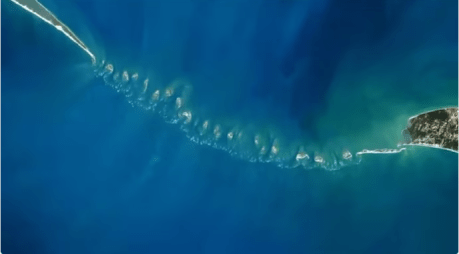 Ram Setu (called Adam's Bridge by the British). Ram Setu