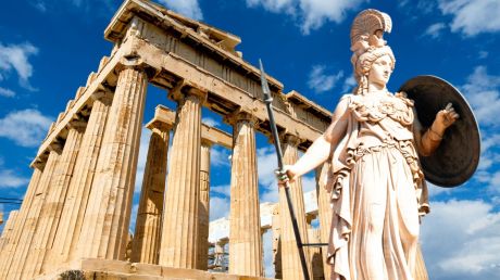 Parthenon Temple with Goddess Athena. Parthenon Temple with Goddess Athena.