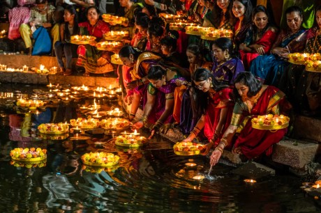 Diwali lamps offered to the Ganga.