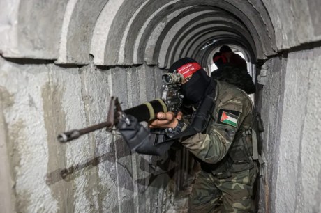 Hamas terrorist in Gaza tunnel.