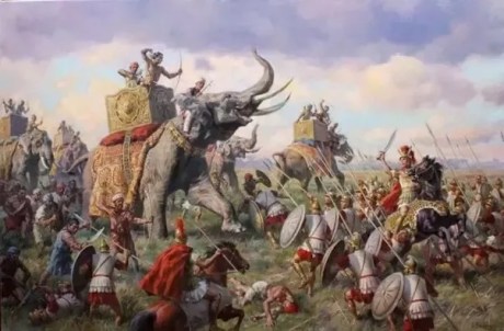 Alexander is confronted by Raja Porus at the Battle of Jhelum in 326 BCE and is defeated. He is forced to return to Persia via the Makran coastal desert and loses half of his army to thirst. His generals conspire against him. Alexander is confronted by Raja Porus.