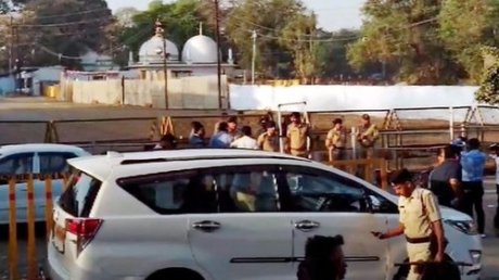 Police guarding the Bhojshala complex. Bhojshala Complex