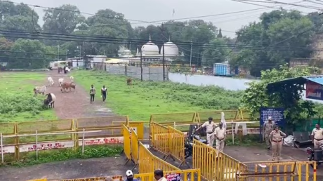 Police guarding the Bhojshala complex.