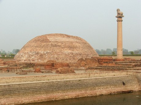 Ashoka Pillar and Ananda Stupa at Vaishali, Bihar.