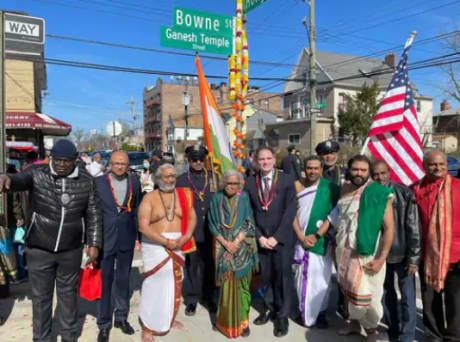 Ganesh Temple priests and devotees in Queens, NYC.