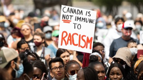 Protest against racism in Canada. Racism in Canada