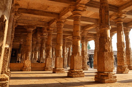 Bhojasala's defaced temple pillars. Bhojasala Temple Pillars