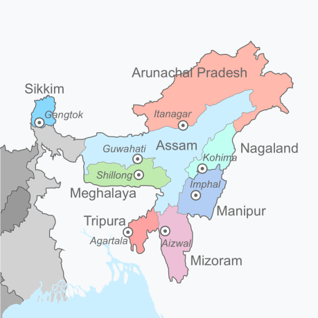 Northeast India Map Northeast India Map