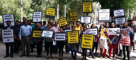 Hindus protest in Chicago against a CNN anti-Hindu documentary.