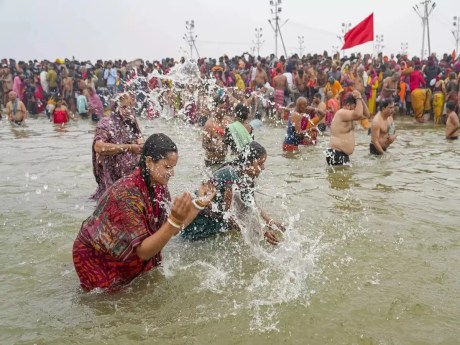 Pilgrims at Maha Kumbh Mela, Prayagraj, 2025. Pilgrims at Maha Kumbh Mela Prayagraj 2025.