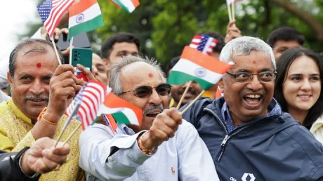 Indians protest against Hinduphobia.