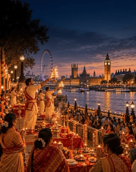 Aarti on the River Thames London 2026. Aarti on the River Thames London 2026.