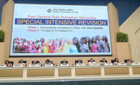 The Chief Election Commissioner (CEC) of India, Shri Gyanesh Kumar addressing a Press Conference by Election Commission of India at Vigyan Bhawan, in New Delhi on October 27, 2025.